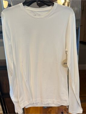 Pact Men's Organic Cotton- Long Sleeve Crewneck Shirt - White-Medium
